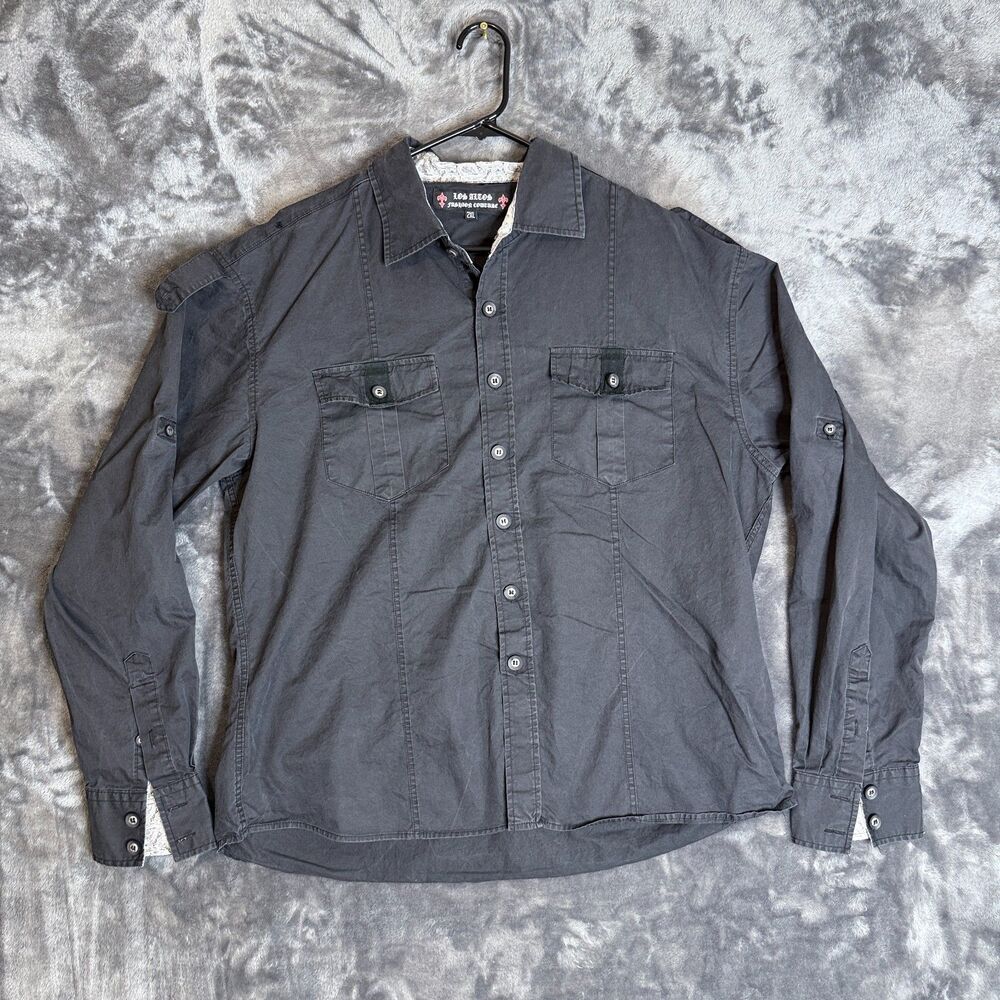Vintage Y2K Los Altos Long Sleeve Button Up Double Pocket Black Coss Back